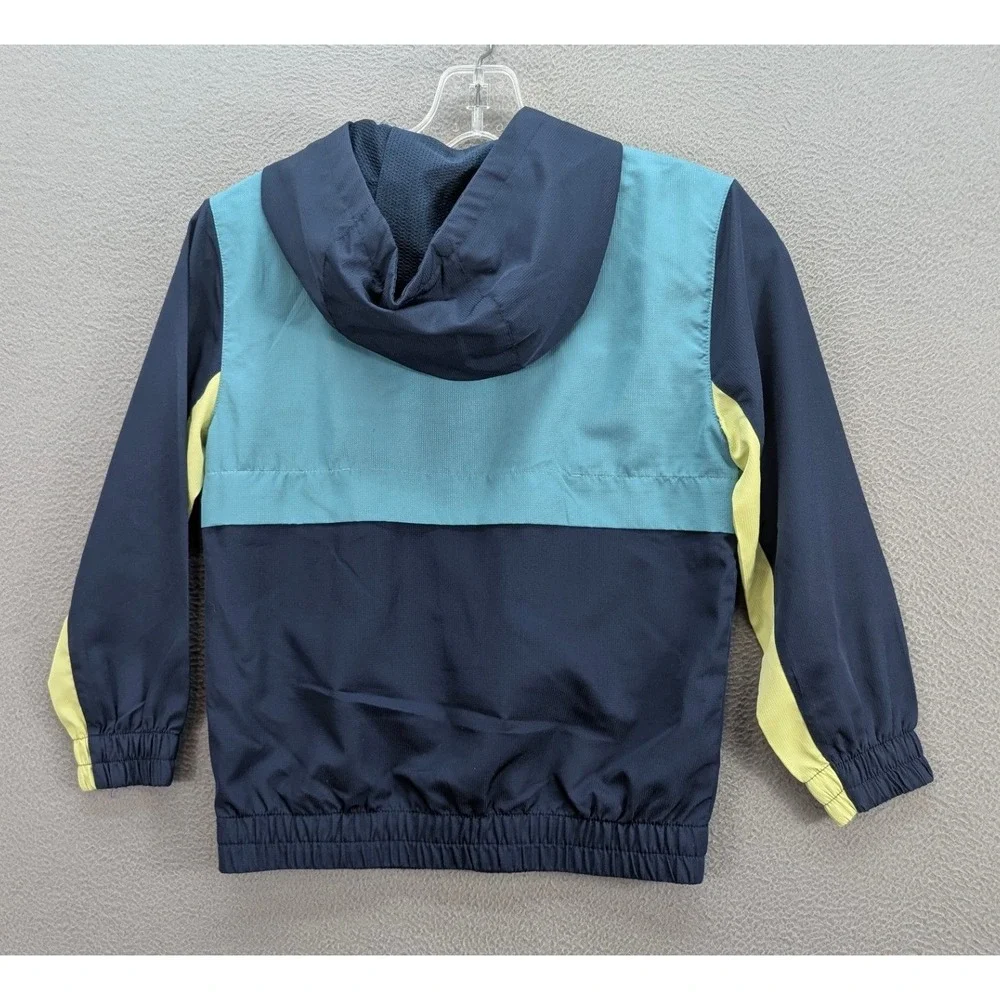 Tommy Bahama Boys Windbreaker Colorblock Hooded Jacket Size M 7/8 Navy Teal